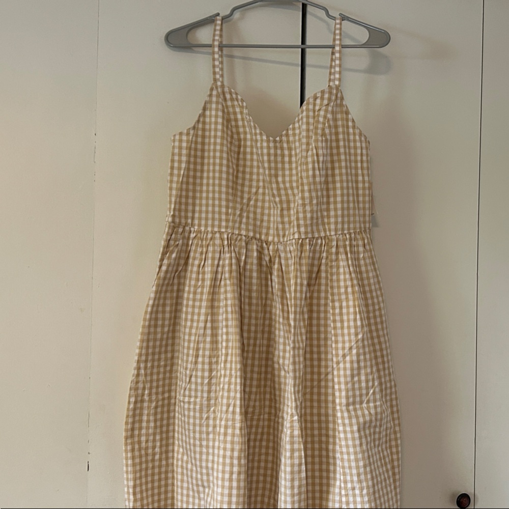 Old Navy Beige Gingham Maxi Dress